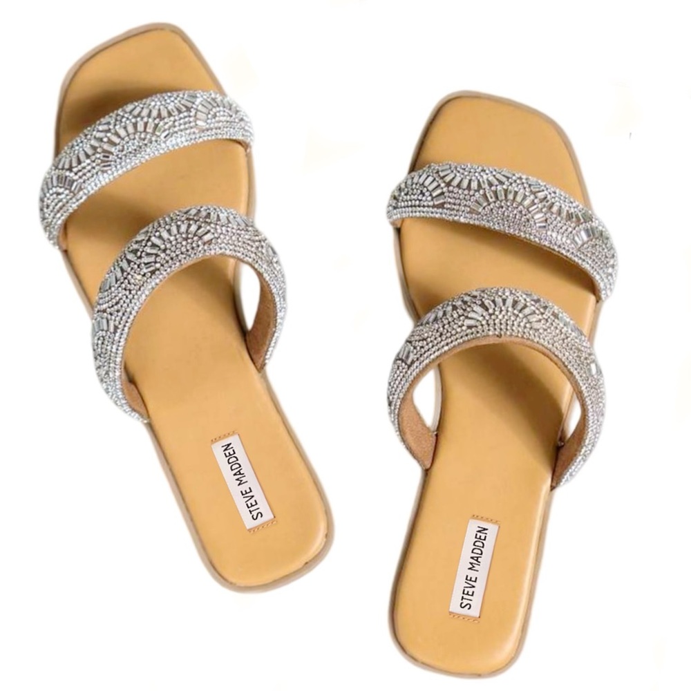 Steve Madden Silver and Tan Sandals